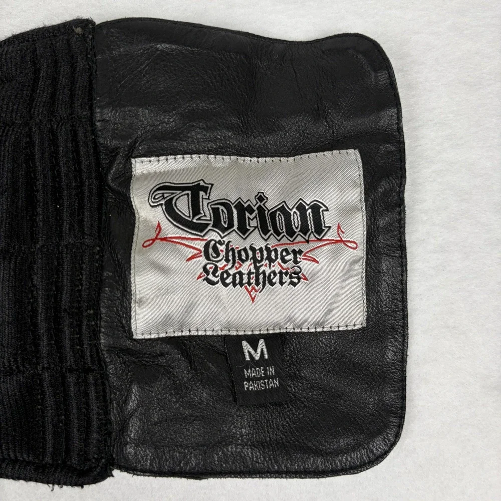 Torian Chopper Leathers Mens Black Leather Kidney Belt Utility Pockets Size M